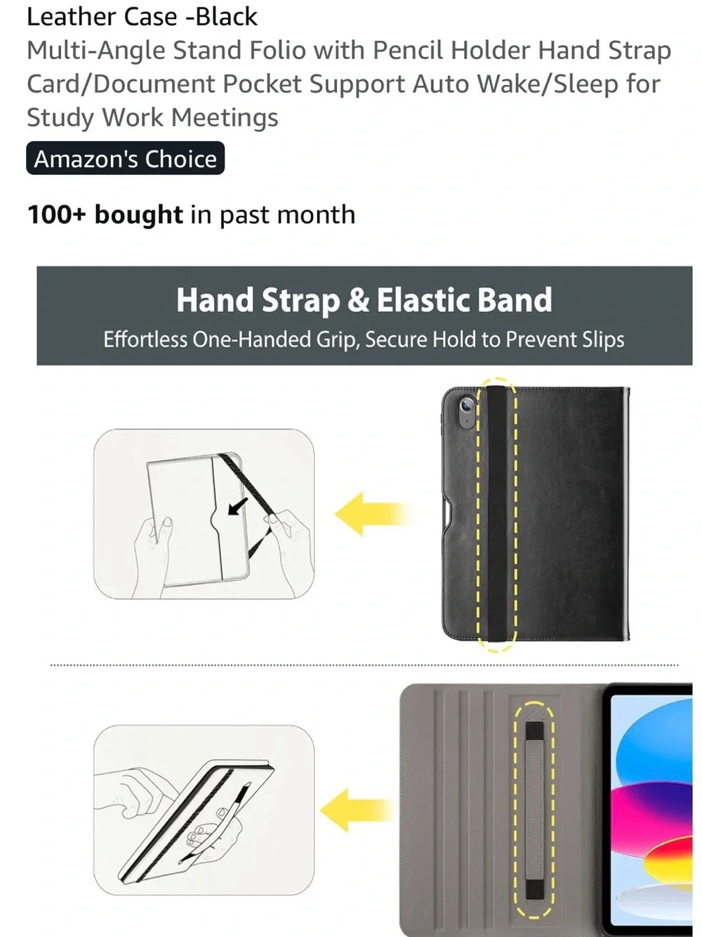 Black Leather Folio Case for 11